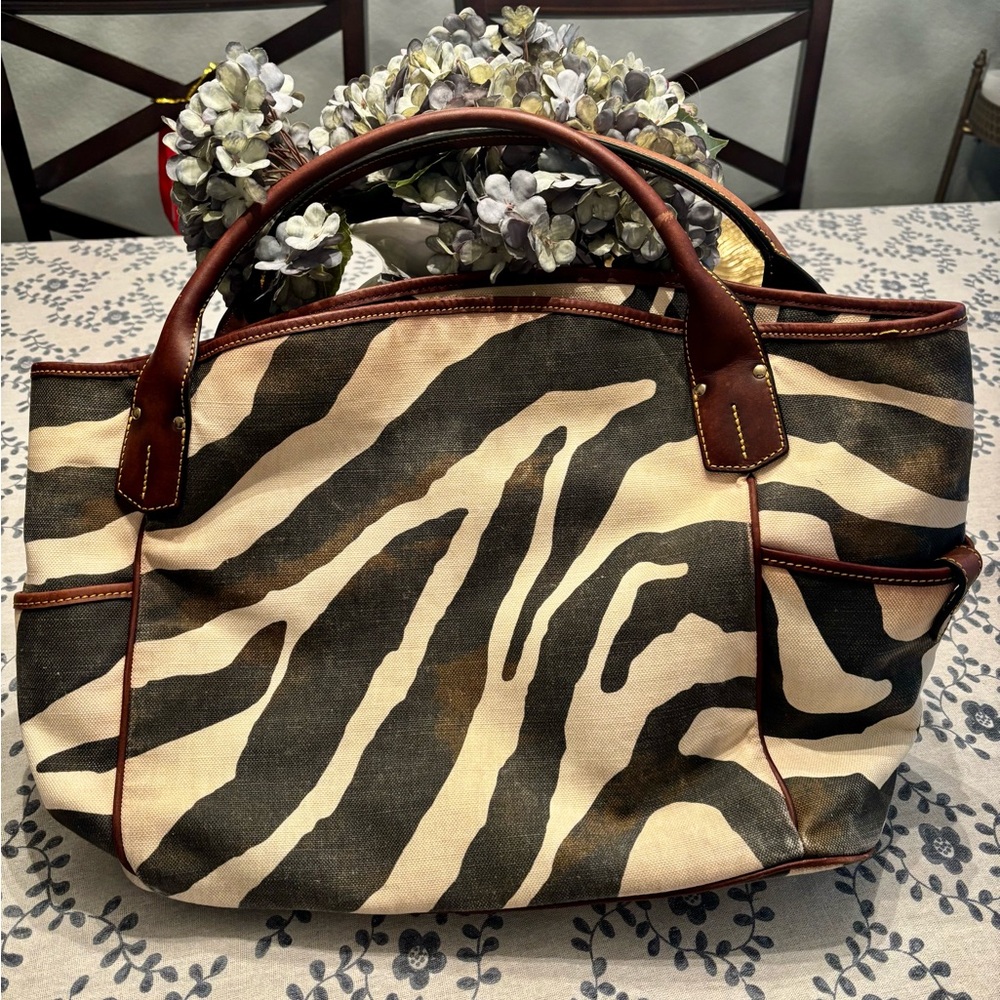 Dooney and Bourke Zebra Print Tote Bag - Picture 2 of 9